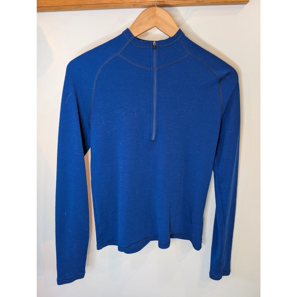 Ibex Women's 100% Merino Wool Quarter Zip Pullover Royal Blue Small USA